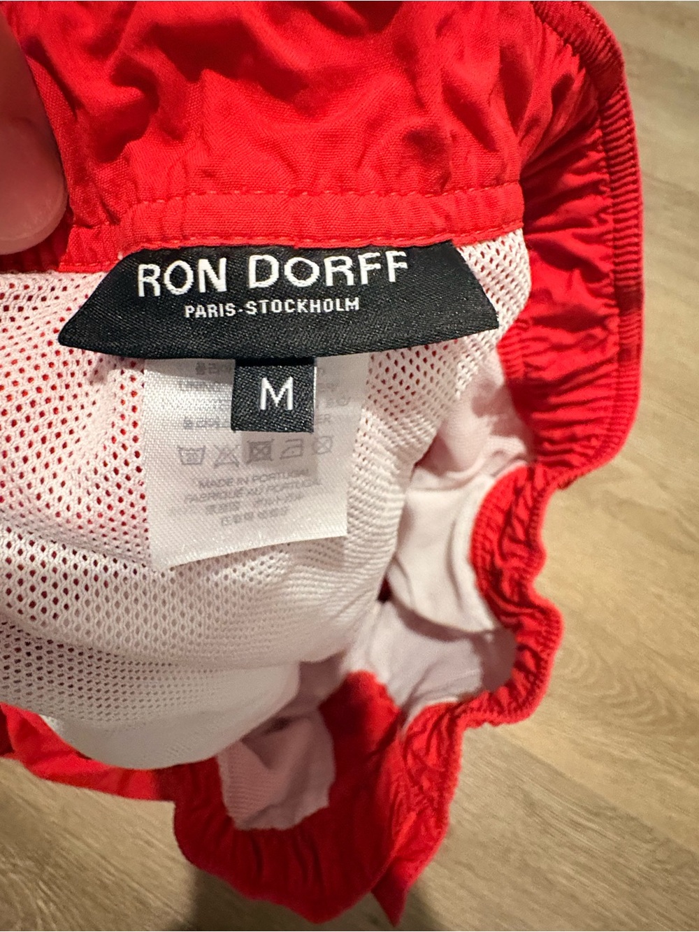 Ron Dorff Bright Red Swim Shorts made from Italian recycled polyester. NWOT